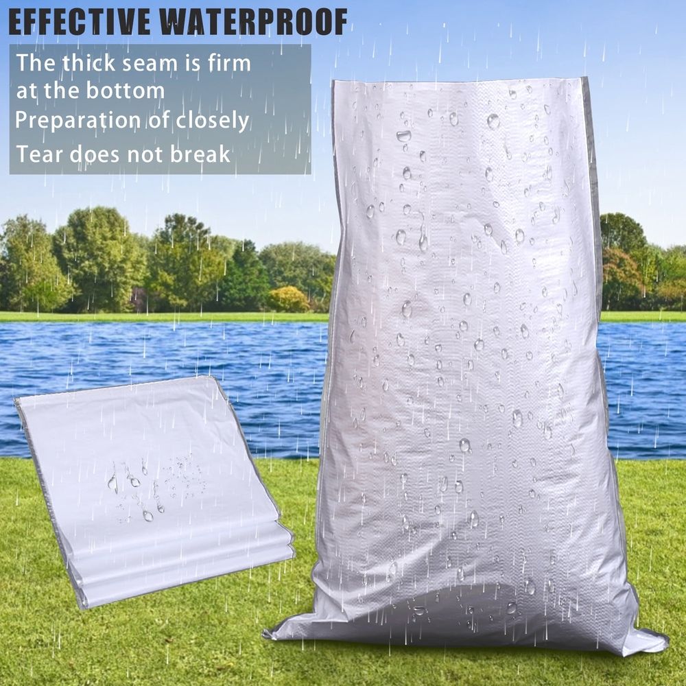 Heavy Duty Sand Bags Thick White Plastic Film Woven Bag Flooding Sandbag Protection Packaging 17x30in