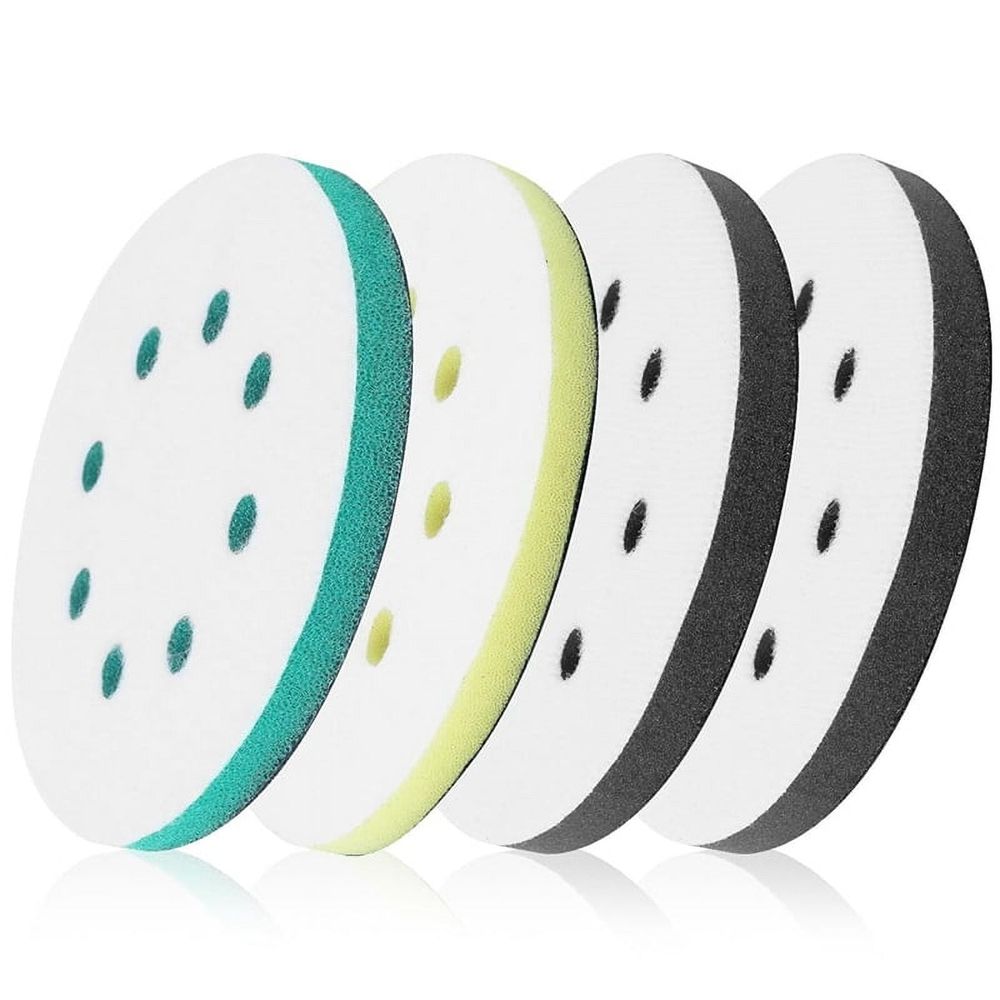 4 Pack Foam Sanding Pads for Orbital Sander, 5 Inch 8 Holes Orbital Sander Foam Pad