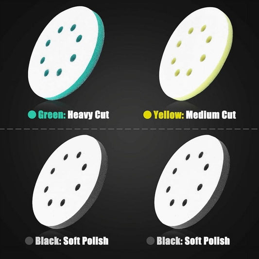 4 Pack Foam Sanding Pads for Orbital Sander, 5 Inch 8 Holes Orbital Sander Foam Pad