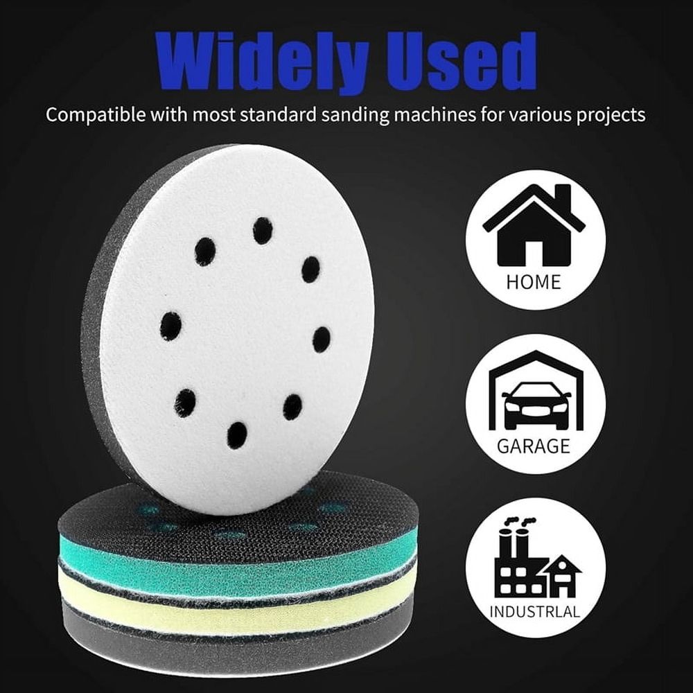 4 Pack Foam Sanding Pads for Orbital Sander, 5 Inch 8 Holes Orbital Sander Foam Pad