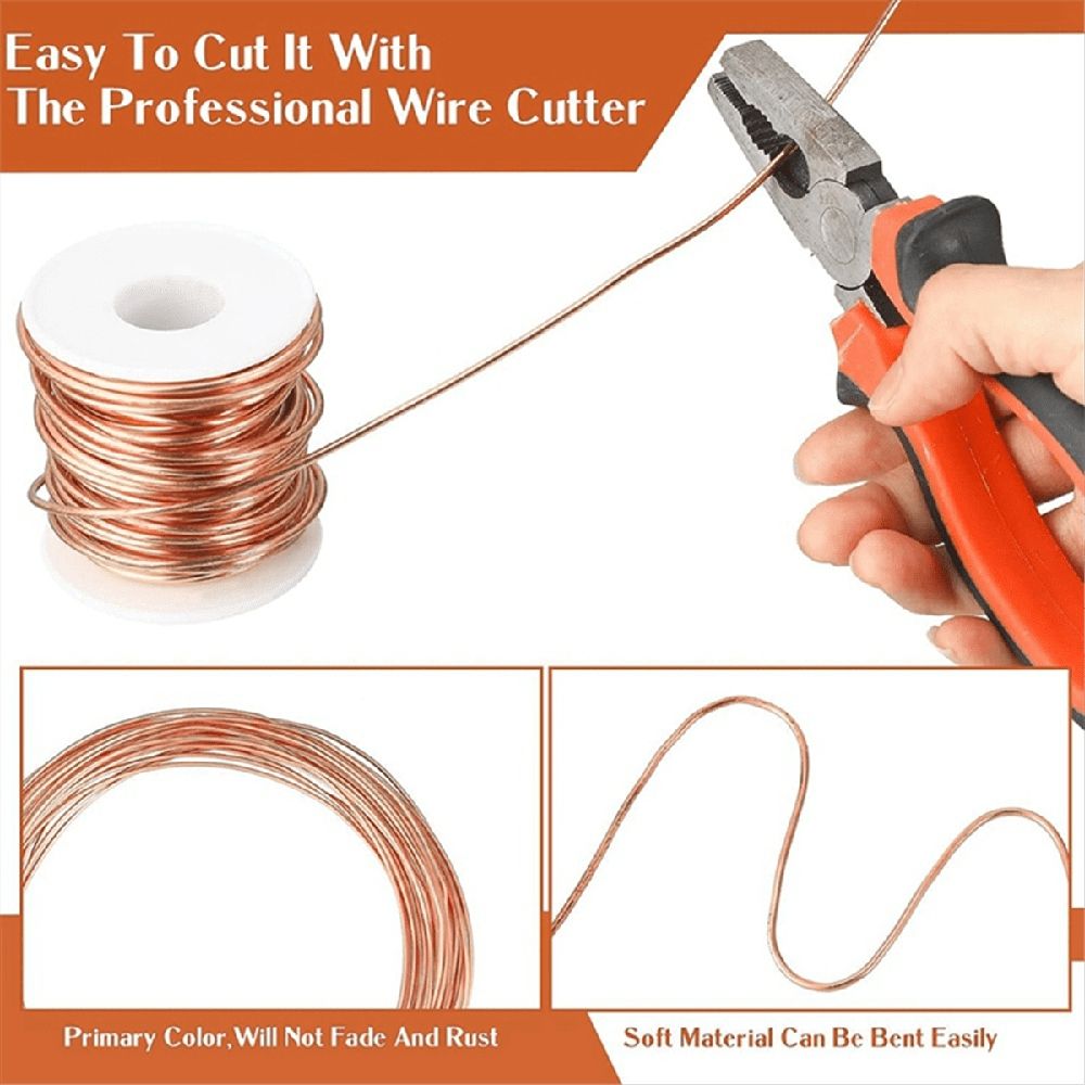 2 Rolls Soft Copper Wire Solid Bare Bendable Wire for Electroculture, Jewelry Making (12 Gauge 52.49Feet Per Roll)