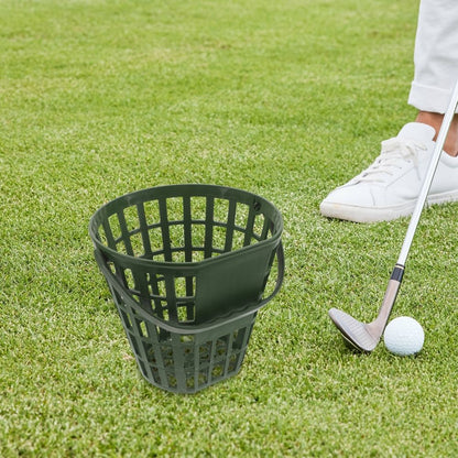 Portable Golf Ball Tote in Green High Strength Plastic for Driving Range Use
