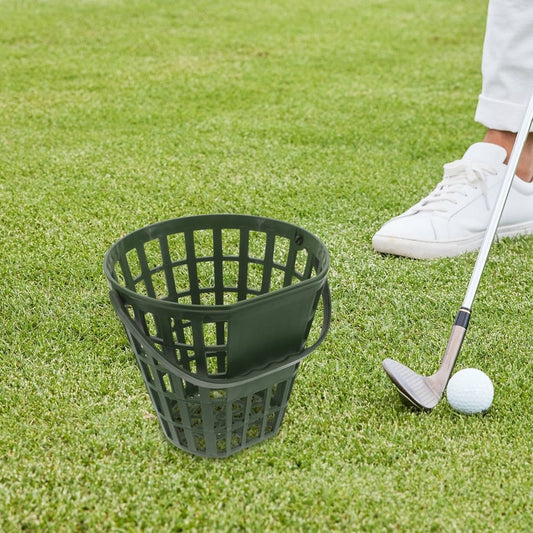 Portable Golf Ball Tote in Green High Strength Plastic for Driving Range Use