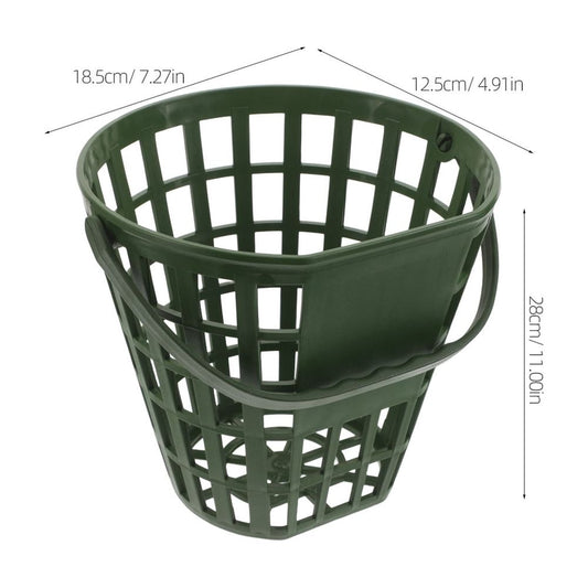 Portable Golf Ball Tote in Green High Strength Plastic for Driving Range Use