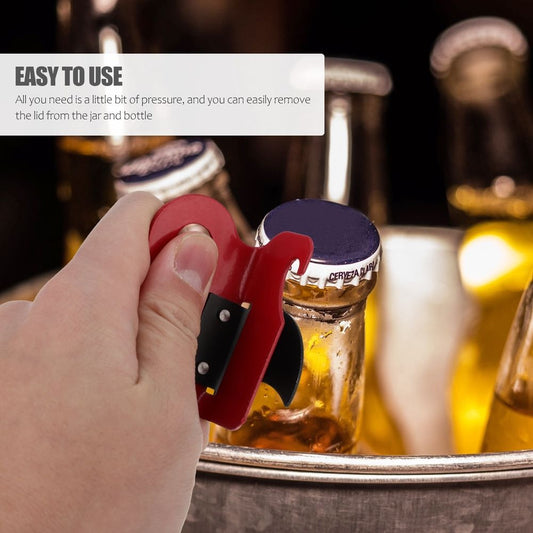 Iron Bottle Opener Tool Red Sturdy Non-Slip Handle 3Pcs