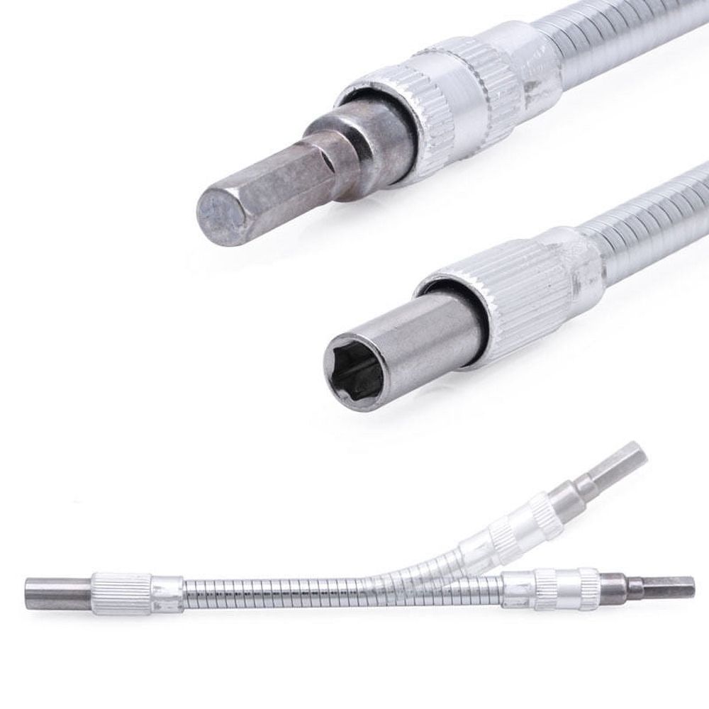Metal Universal Flexible Shaft Flexible Extension Drill Bit for Hand Ratchet Screwdriver 150mm-400mm Silver