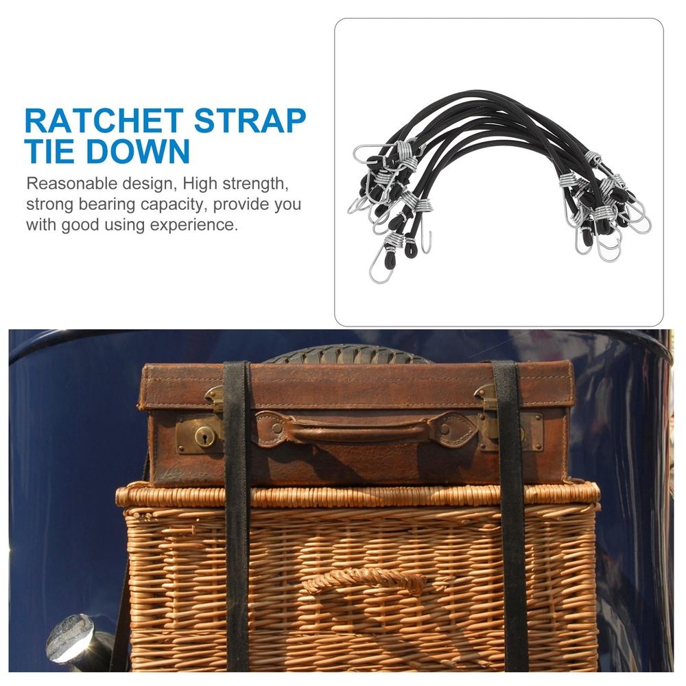 Bungee Cords with Hooks Black for Outdoor Use 10Pcs 9In