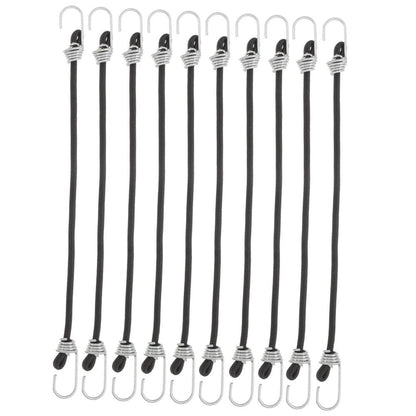 Bungee Cords with Hooks Black for Outdoor Use 10Pcs 9In