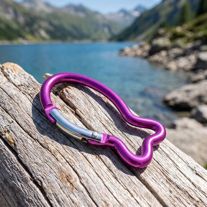 Purple Fish Shaped Aluminium Carabiner Clips for Outdoor Use, 10pcs Spring Snap Keychain Hooks