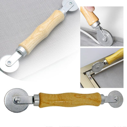 Screen Rolling Tool Screen Roller Tool for Installing Window and Door Screens Wooden Handle and Steel Wheel
