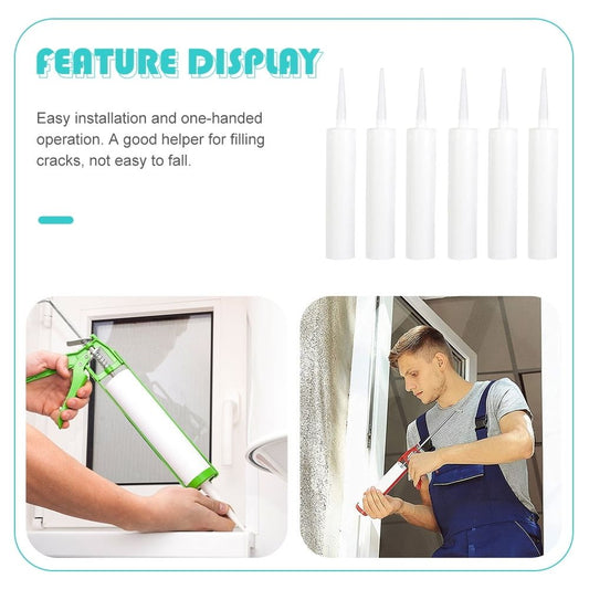 6-Pack White Reusable Plastic Caulking Tubes for Home Crack Filling, Sealing, and Repair Projects