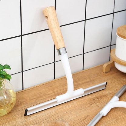 Multi-Purpose Glass Squeegee with Wooden and Rubber Handle, Effective Cleaning Tool for Home and Window Use
