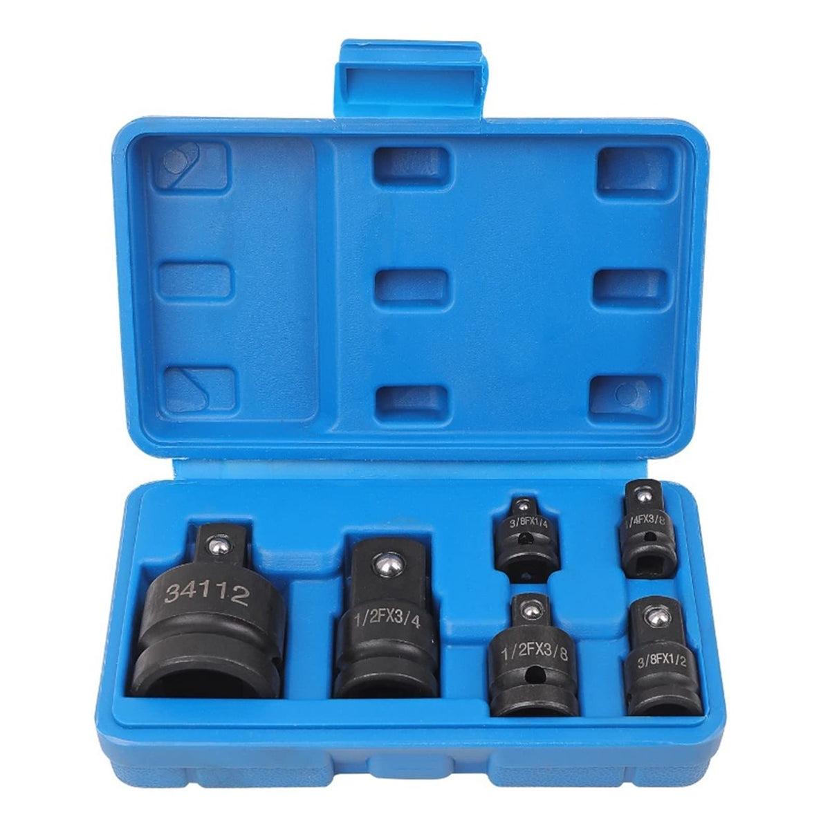 6-Piece Impact Adapter and Reducer Socket Set, 1/4 3/8 1/2 3/4 Inch Female To Male Air Square Drive and Wrench Conversion Kit