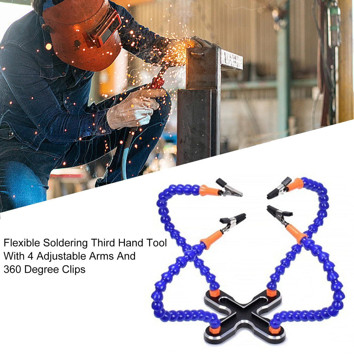 Professional Soldering Aid Helping Hand With Four Flexible Arms And Rotatable Alligators Clips For Craftsmanships
