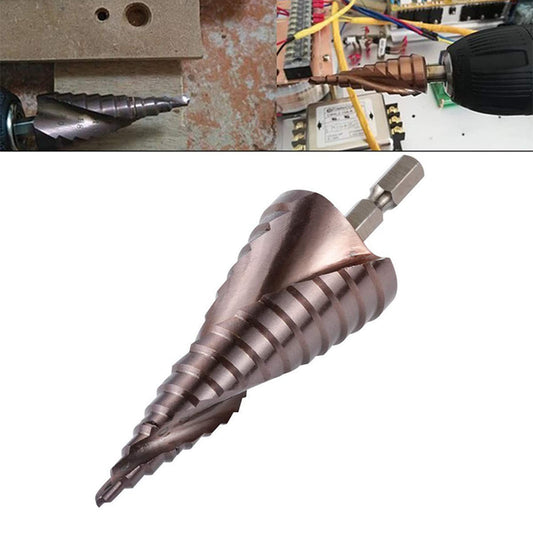 High speed steel cobalt containing hexagonal shank step drill bit, metal sheet drilling, stainless steel drilling tool