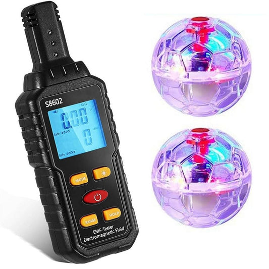 Ghost Detection Kit EMF Meter with Motion Activated Cat Balls, Black