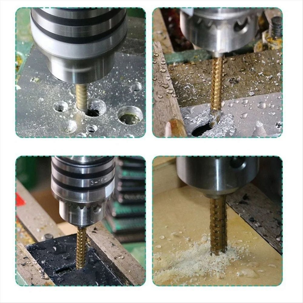 6PCS/Set Titanium Coated Drill Bit Spiral Jagged Saw Composite Twist