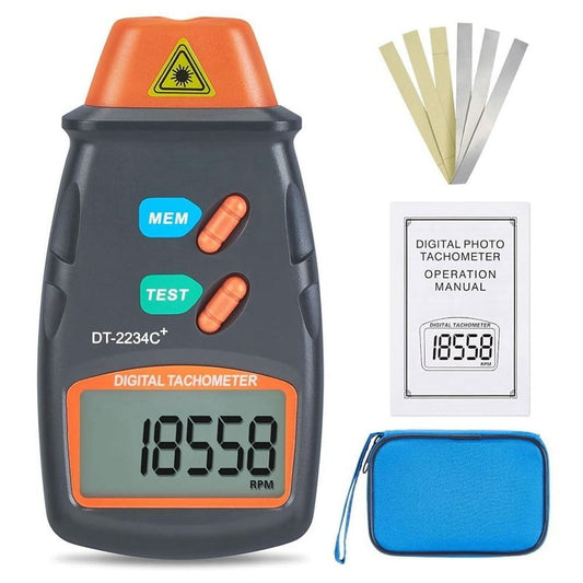Digital Laser-Photo Tachometer Non Contact RPM Tach, Noncontact Laser-Photo Sensor with 2.5RPM to 99999 RPM