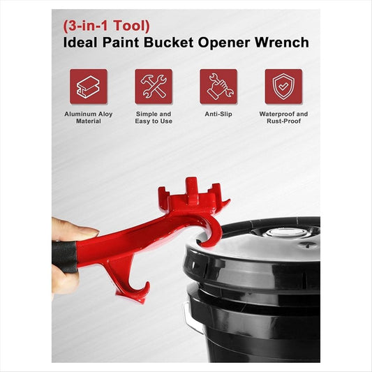 Bung Wrench & Bucket Opener Tool - Aluminum Drum Lid Remover for 5-55 Gallon Drums, Paint Cans, and Pails