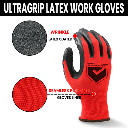 12Pcs Work Gloves Latex Coated General Purpose Hand Protection Garden Mechanic-XL