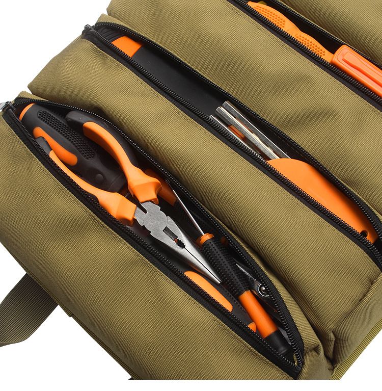 Roll Up Tool Bag Oxford Cloth, Waterproof & Heavy Duty Tool Organizer for Electricians & Carpenters, Portable Foldable Repair Pouch/black