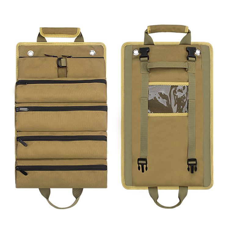 Roll Up Tool Bag Oxford Cloth, Waterproof & Heavy Duty Tool Organizer for Electricians & Carpenters, Portable Foldable Repair Pouch/black