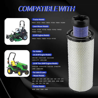 For Kawasaki 11013-7044 & 11013-7045 Inner & Outer Air Filter Cleaners Combo OEM for Donaldson Kohler 25-083-01-S P821575 & P822858