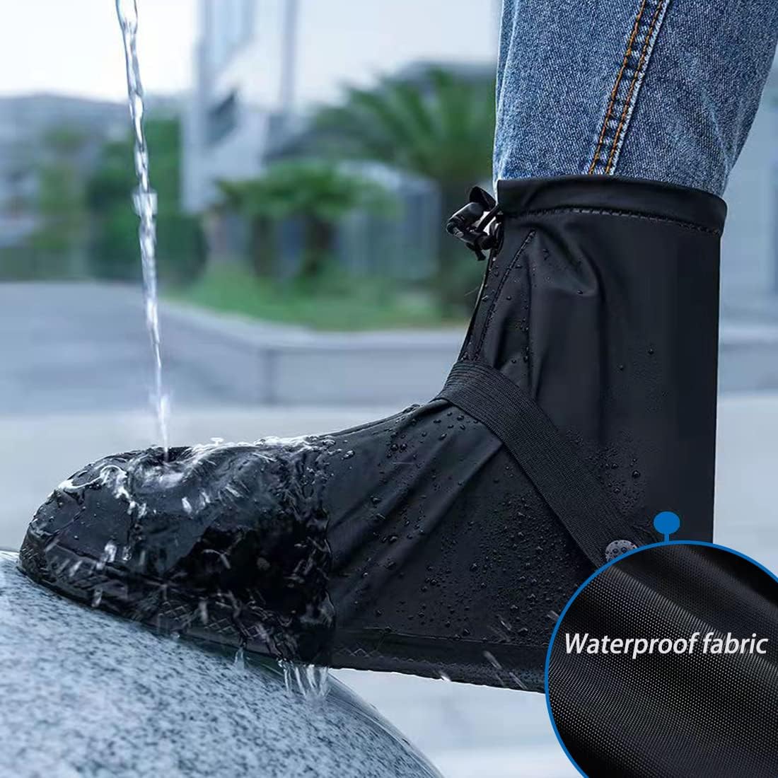 Waterproof Reusable Anti-Slip Over Shoes Boot Covers Size 40-42 Black 1 Pair