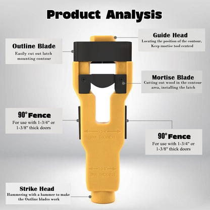 Door Latch Chisel Positioning Tool: Precise Positioning Without Measurement, Easy Installation With Less Effort/red