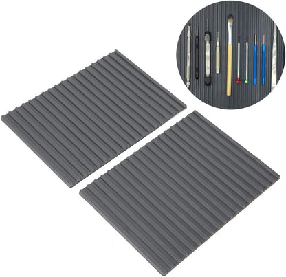 Small Soldering Mat 2pcs, Rubber Repair Work 4.1x5.6in Heat Resistant Antislip Station Pad Watch Tools Storage for Repairing Maintenance
