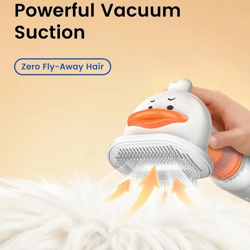 Vacuum Dog Cat Brush De-shedding Tool, 4-in-1 Self-Cleaning Slicker Brush and Undercoat Rake, De-shedding Grooming Tool, Anti-Static, Massage, Brushing Multi-Functional All-in-One (White)