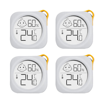 Hygrometer in 4-pack - Small digital hygrometer - With accurate indoor thermometer - Practical hygrometer suitable for bedrooms, kids' rooms, living rooms, etc.