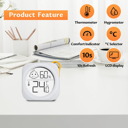 Hygrometer in 4-pack - Small digital hygrometer - With accurate indoor thermometer - Practical hygrometer suitable for bedrooms, kids' rooms, living rooms, etc.