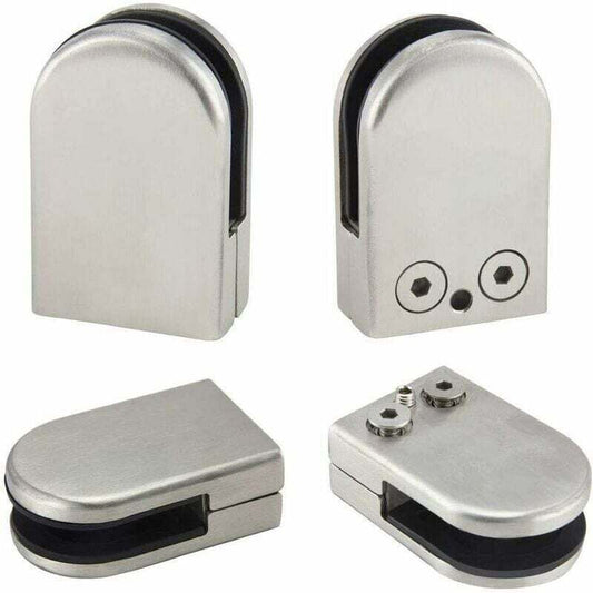 4 Pcs Glass Clamp Bracket Stainless Steel Glass Clips Clamps Adjustable Glass Brackets Flat Back Connection Clamp for Balustrade Hand Running, 68mm