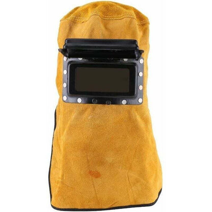 Protective Mask for Welding Helmet Breathable., Leather Lens Heat Resistant Full Protection Welding Hood with Flap