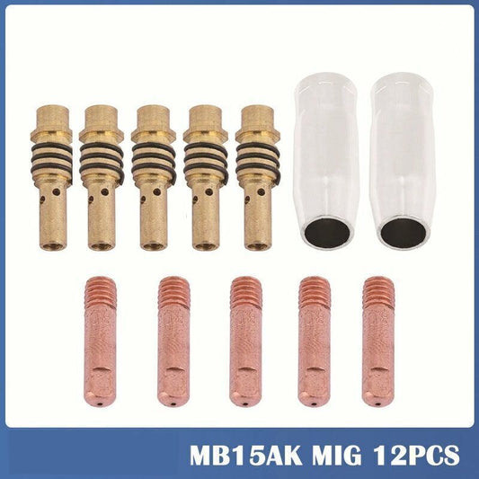 12 Pcs Mig Soldering Station Without Gas Tips of Contact of Nozzle of Welding 15AK MIG and MAG Holder of Connector of Gas, 0.8mm