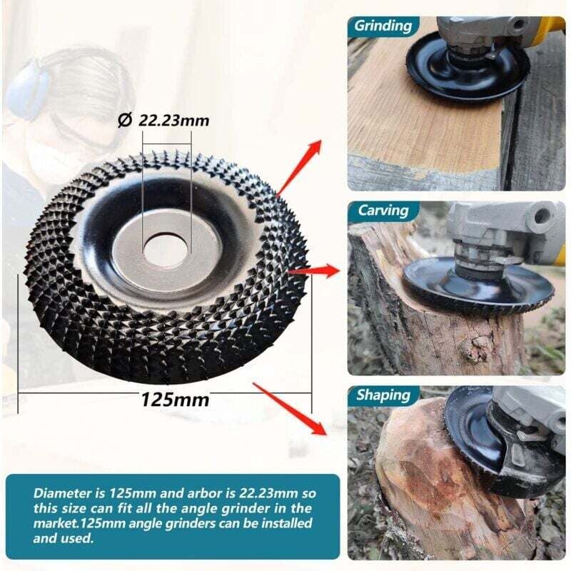 Wood sanding disc 125 mm, 3-piece sanding discs for shaping, sanding and cutting. Wheel for angle grinder,