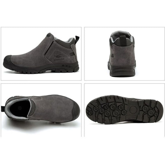 Slip-on Welding Safety Shoes, Non-Slip Rubber Sole, Abrasion Resistant Anti-Scald Work Shoes for Welders, Grey, 37EU