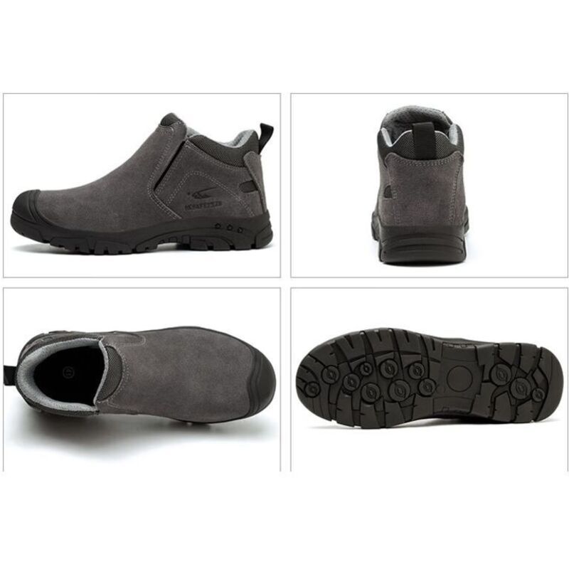 Slip-on Welding Safety Shoes, Non-Slip Rubber Sole, Abrasion Resistant Anti-Scald Work Shoes for Welders, Grey, 40EU
