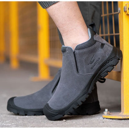Slip-on Welding Safety Shoes, Non-Slip Rubber Sole, Abrasion Resistant Anti-Scald Work Shoes for Welders, Grey, 40EU
