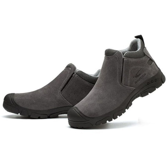 Slip-on Welding Safety Shoes, Non-Slip Rubber Sole, Abrasion Resistant Anti-Scald Work Shoes for Welders, Grey, 42EU