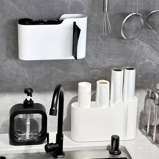 1 Piece Wall Mount Trash Bag Holder Self Adhesive White