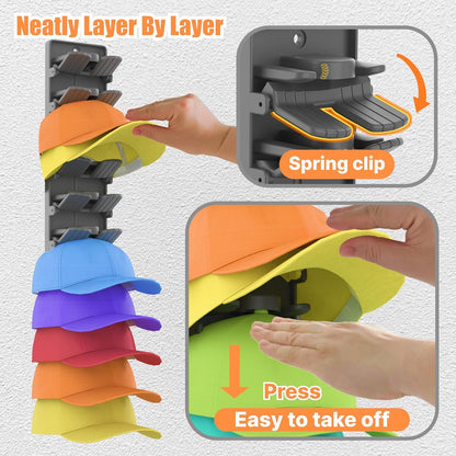 2 Piece Wall Mounted Cap Organizer Holds 20 Caps Matte Black