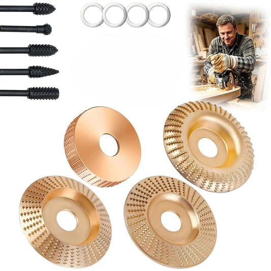 Grinding Disc Set for Angle Grinder, 4 Pcs Wood Carving Discs and 5 Pcs Rasp Drill Bits for Wood Cutting and Shaping, Compatible with Angle Grinder
