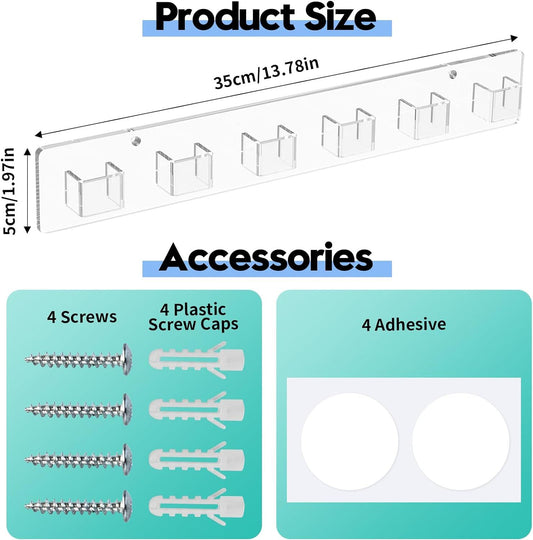 2 Pcs Sunglasses Organizer, Acrylic Wall Mounted Glasses Holder, Transparent Hanging Eyeglasses Display Rack for Entryway Bedroom