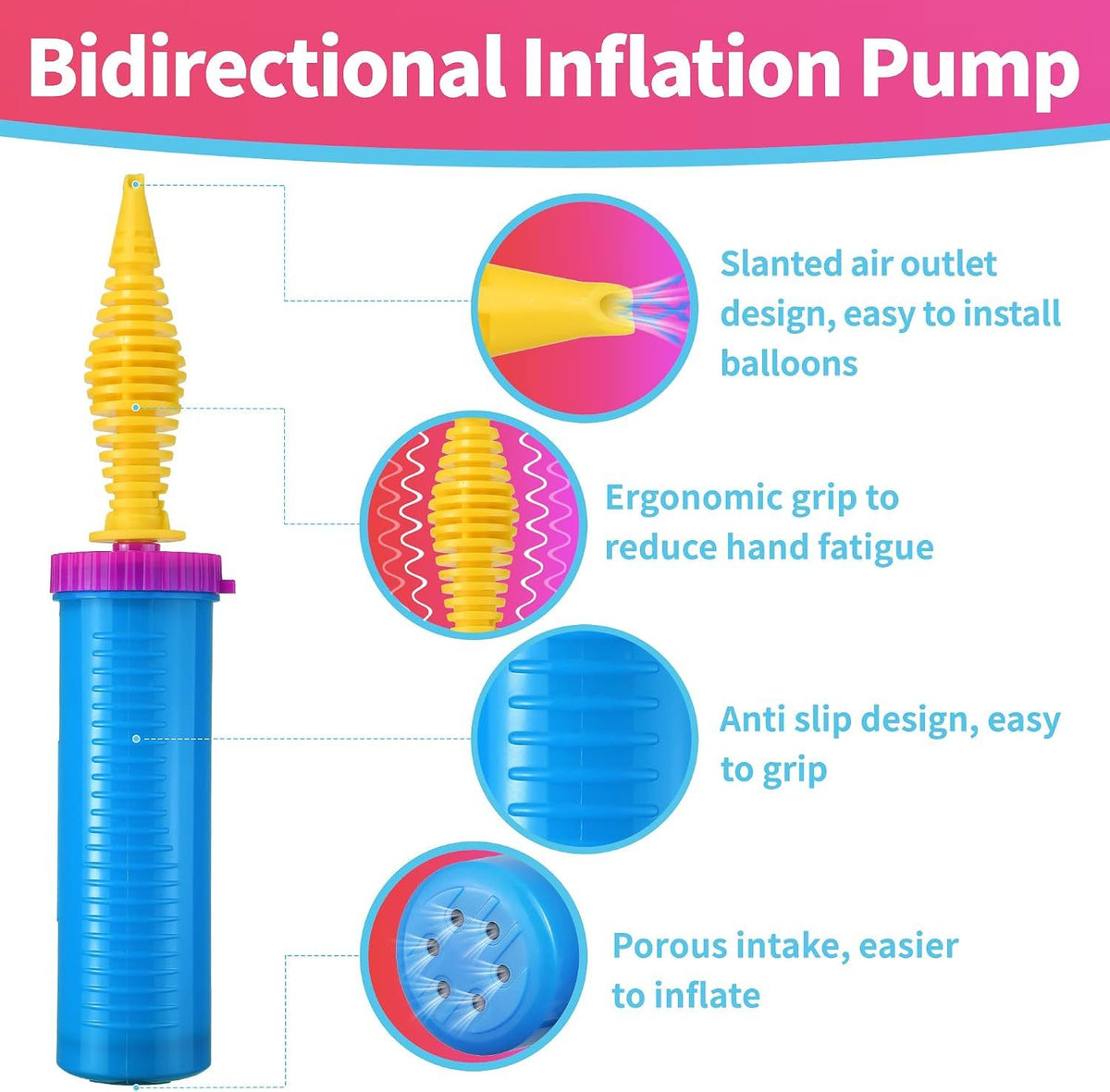 Balloon Pump, Handheld Two Way Dual Action Manual Balloon Inflator, for Balloon Garland Arch Birthday Party Wedding Event Decorations