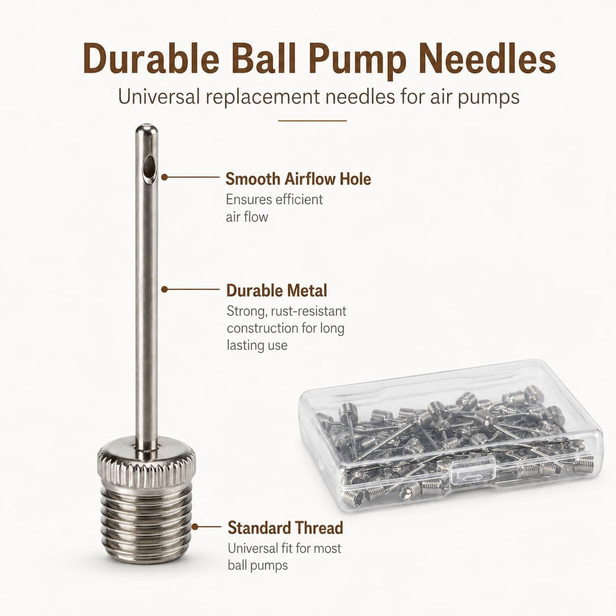 40pcs Ball Pump Needles, Stainless Steel Air Inflation Needle Kit with Storage Box for Basketball Football Soccer Ball