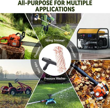 3 Pack, 10 ft x 9/64" (3.5mm) Pull Cord Rope with Handle, Premium Starter Rope with High Tensile Strength, Universal Pull Cord Replacement for Lawn Mower, Generator, Chainsaw, and Small Engine