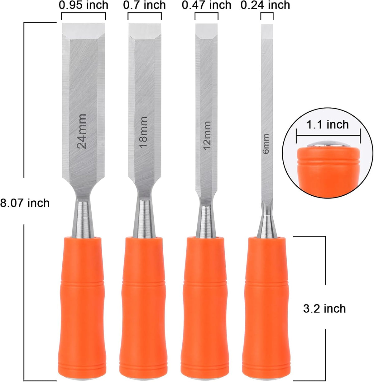 4 Piece Wood Chisel Sets Woodworking Tools Set, Wood Chisels for Woodworking with Steel Hammer End+ 4 Pack Magnetic Staple Remover Tools