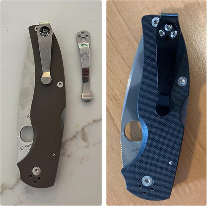 Titanium Deep Carry Pocket Clip for Spyderco Para 3, Paramilitary 2 and More Models Knives, Premium Custom-made Pocket Clip with 3 Pieces Screws, Black